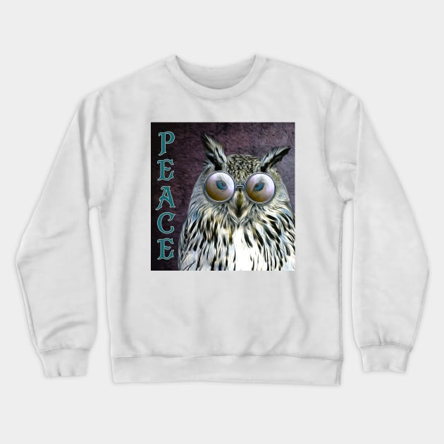 Hippie Peace Owl Crewneck Sweatshirt by allthumbs